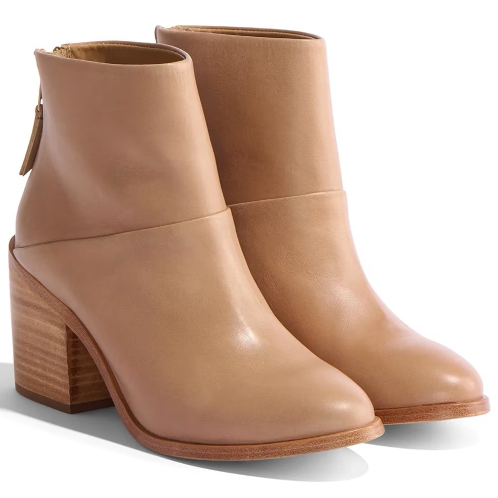 Nisolo Dari Leather Heeled Boots Almond Size 9.5